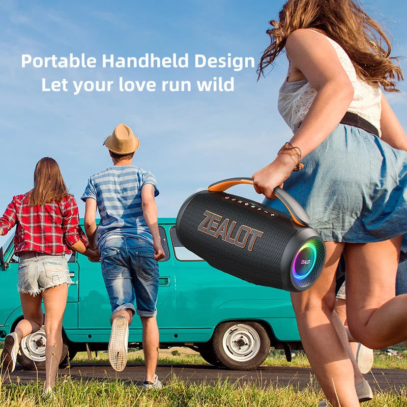-P12 Speaker 60W Portable Bluetooth Speaker with IPX6 Waterproof, Comfortable Handle,Controllable Lighting,Tf,Usb