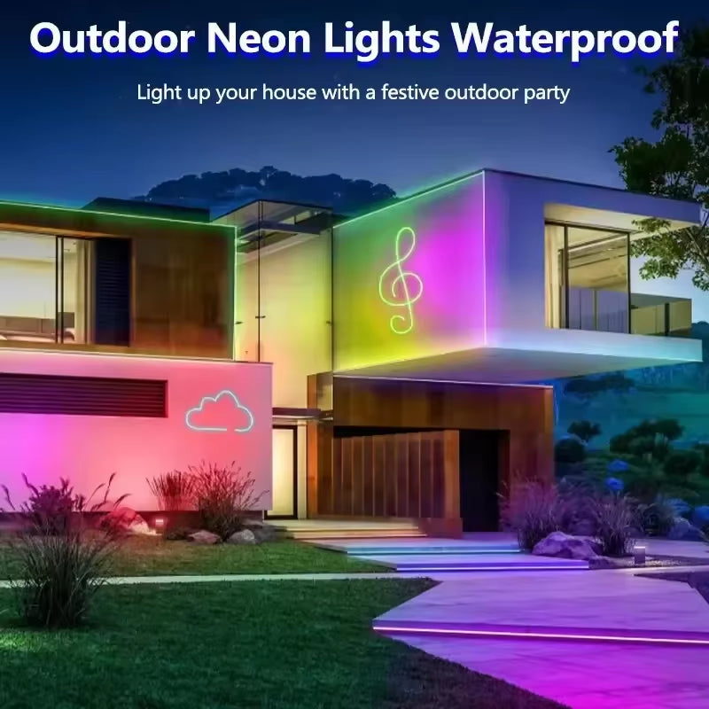 Smart Rgb Neon Led Strip Waterproof 24V Flex Neon Rope Light Plug 5 10M 15M 20M 30M Music Sync App Control Party Room Decor Tape