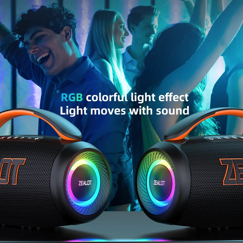 -P12 Speaker 60W Portable Bluetooth Speaker with IPX6 Waterproof, Comfortable Handle,Controllable Lighting,Tf,Usb