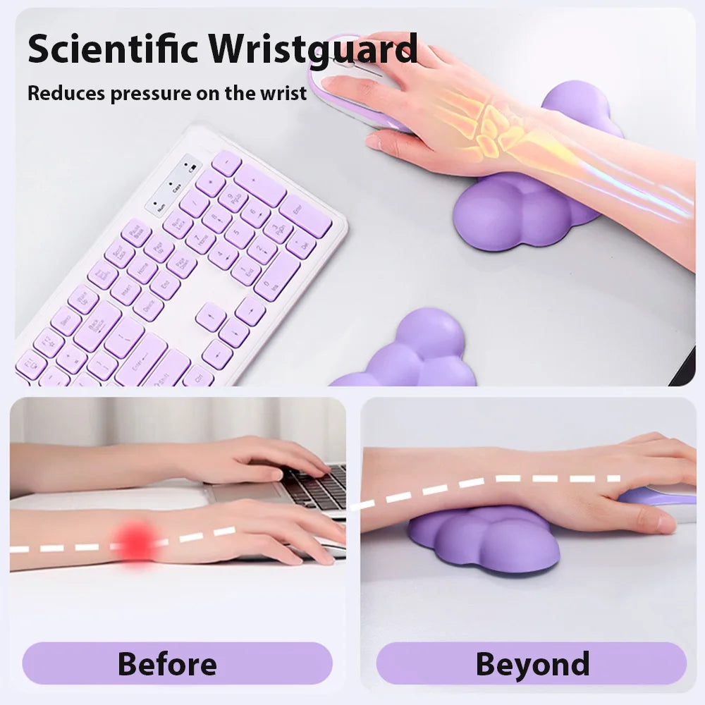 Mouse Pad with Wrist Rest Keyboard Cloud Non-Slip Desktop Office Gamer Mouse Wrist Rest Ergonomic Comfortable Soft Wrist Rest