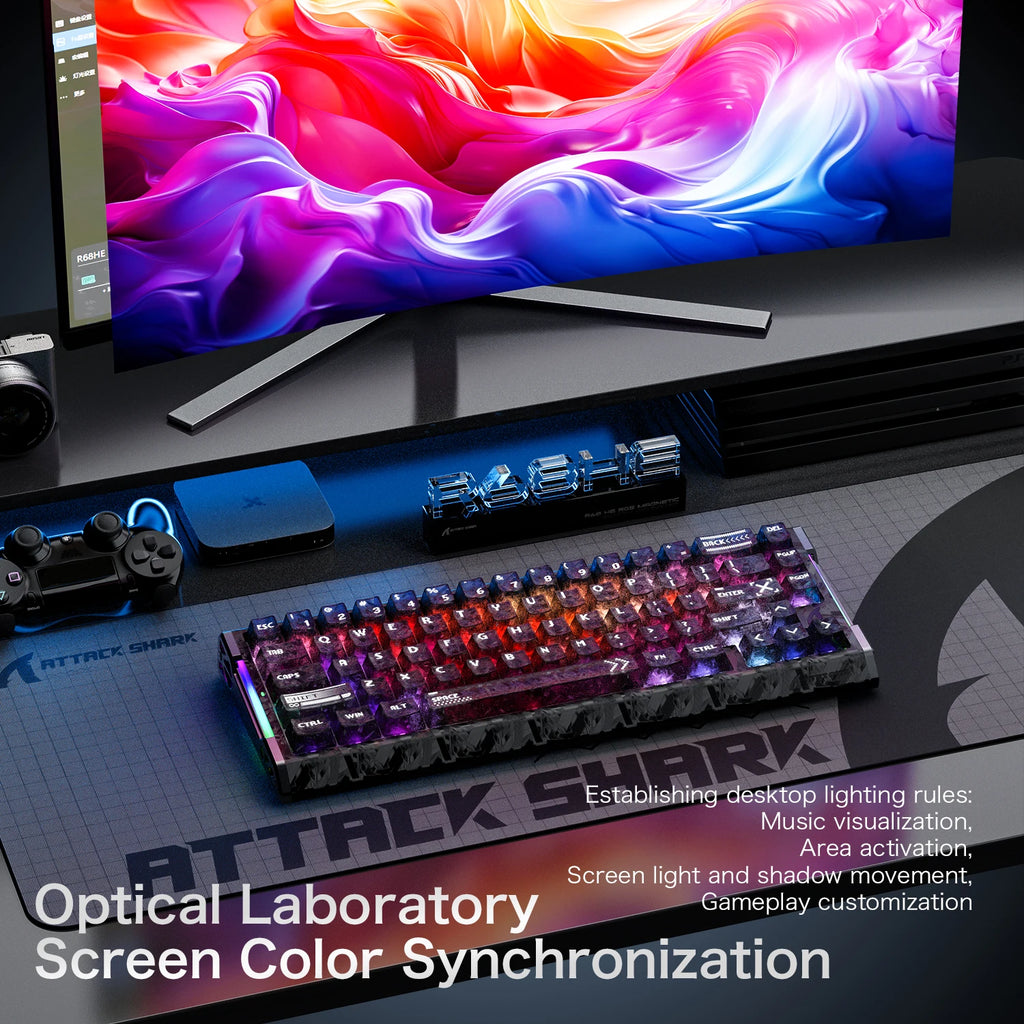 R68 HE 8000Hz Carbon Fiber Rapid Trigger Gaming Keyboard, 60% RGB Hall Effect Wired Magnetic Keyboard, CNC Aluminum