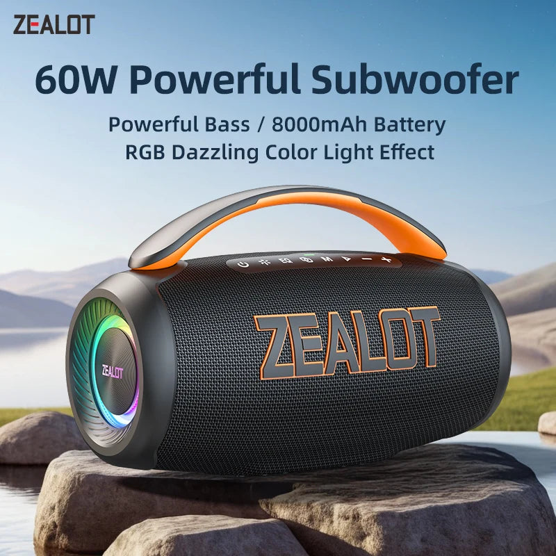 -P12 Speaker 60W Portable Bluetooth Speaker with IPX6 Waterproof, Comfortable Handle,Controllable Lighting,Tf,Usb