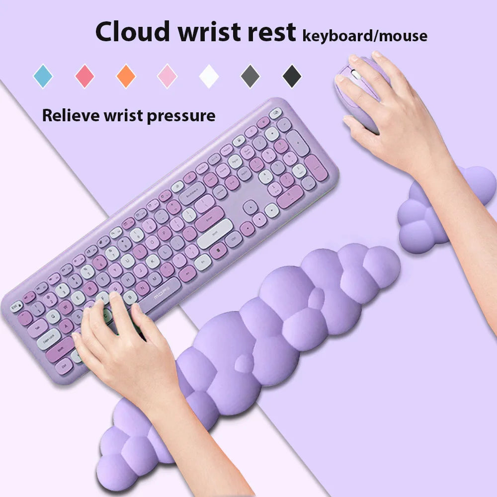 Mouse Pad with Wrist Rest Keyboard Cloud Non-Slip Desktop Office Gamer Mouse Wrist Rest Ergonomic Comfortable Soft Wrist Rest