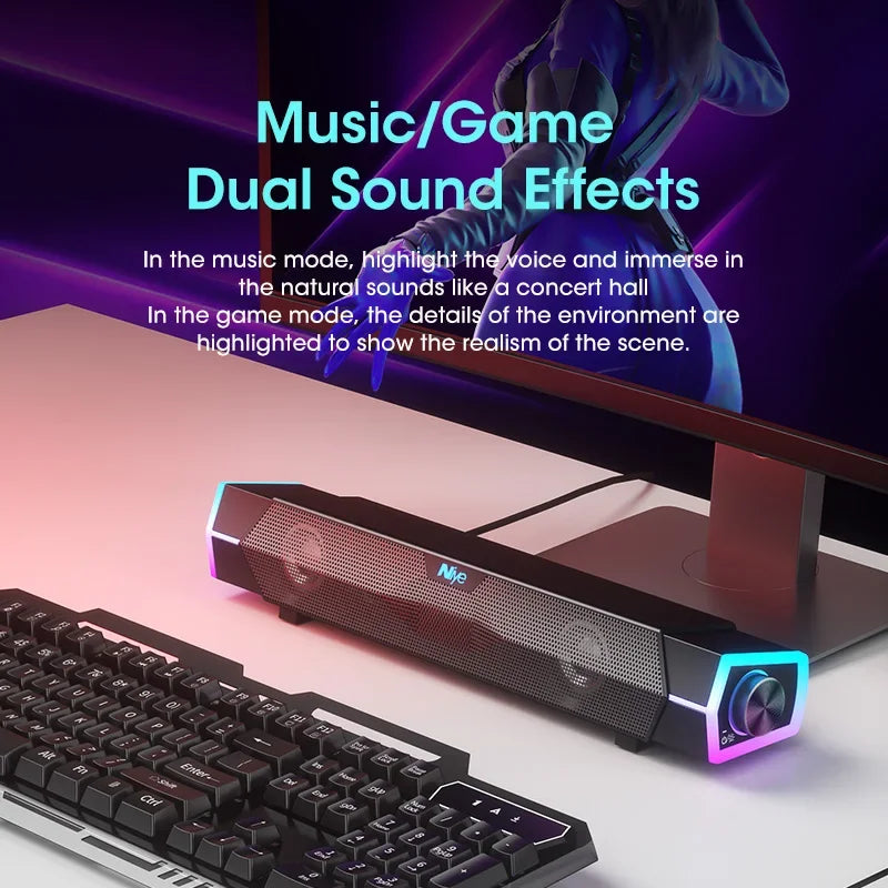 4D Computer Speakers Bluetooth 5.0 Wired Loudspeaker Surround Soundbar Speaker Stereo Subwoofer Sound Bar for Laptop Notebook PC