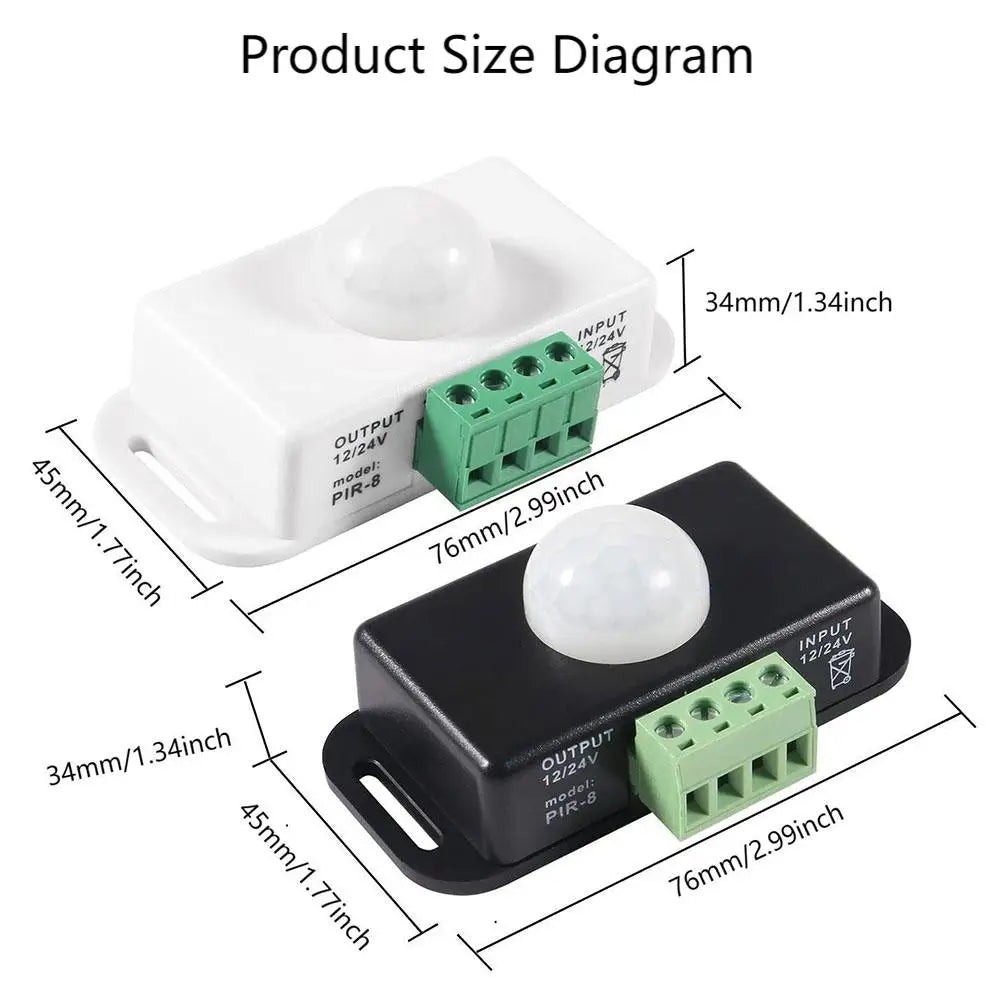 DC 12V-24V 8A PIR Motion Sensor Switch Automatic Adjustable Motion Sensor Motion Sensor Infrared PIR for LED Light