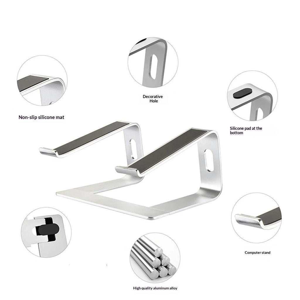 Ergonomic Aluminum Laptop Stand with Cooling & Non-Slip Design, Adjustable Portable Notebook Riser for 10-17 Inch Macbook Dell