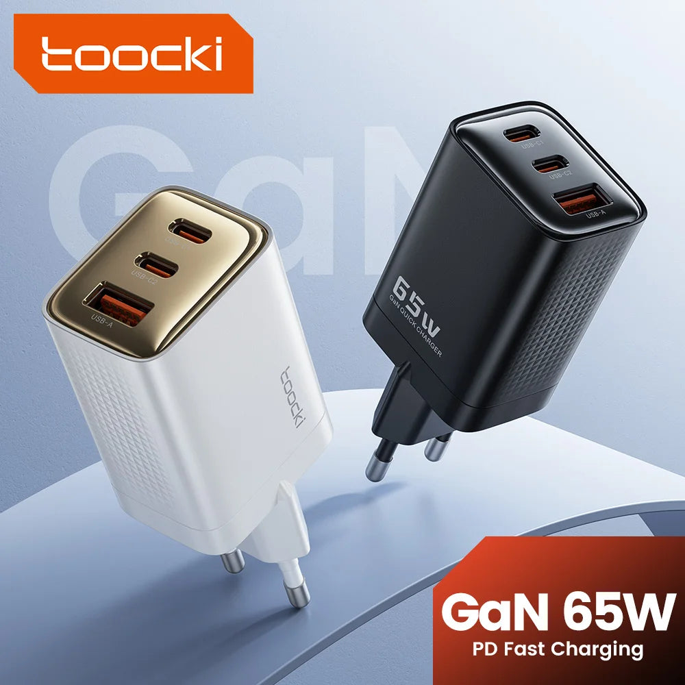 Gan 65W USB Type C Charger Fast Charging QC4.0 QC3.0 PD3.0 for Iphone 16 15 14 13 12 Xiaomi 12 11 Samsung S23 S22 Laotop