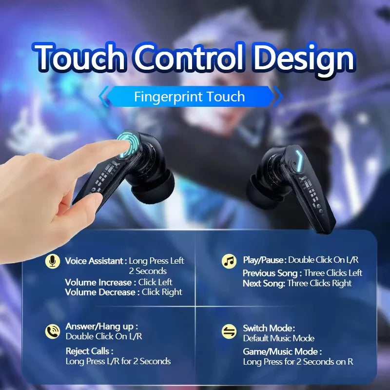 Choice  GM2 Pro TWS Wireless Bluetooth V5.4 Earphone HD Call Low Latency Headphones Dual Mode Music Gaming Earbuds GM2PRO