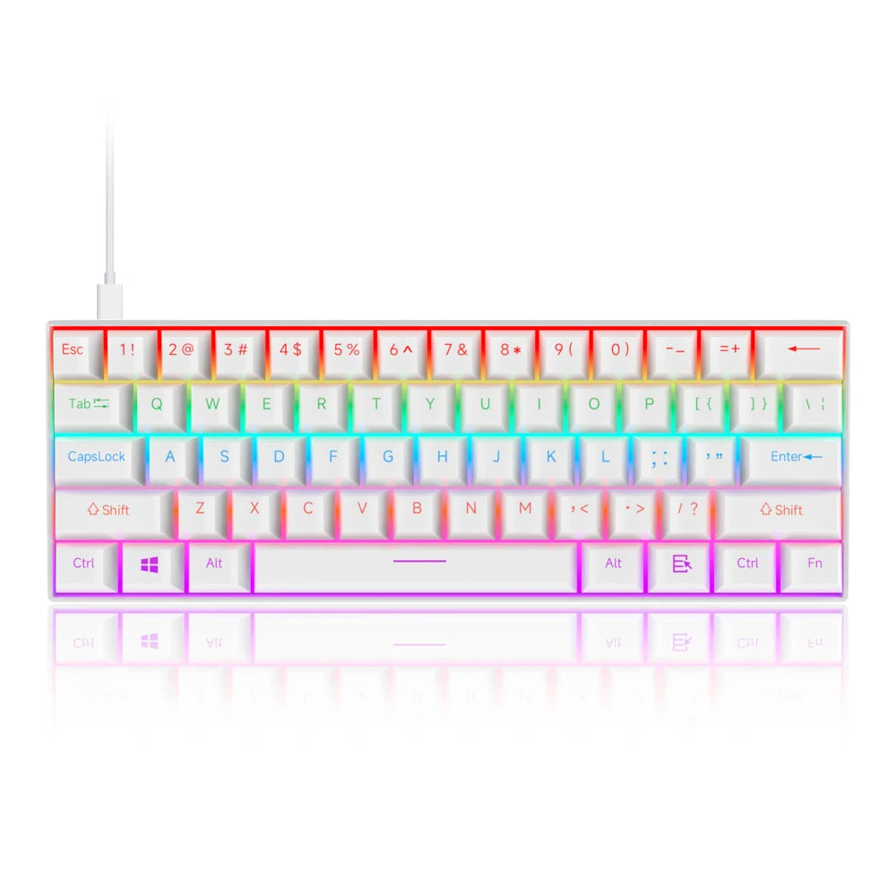 61 Keys Mechanical Keyboard Wired USB Mechanical Keyboard 17 Types RGB Keyboard for Computer Laptop Red Blue Tea Axis Keyboard