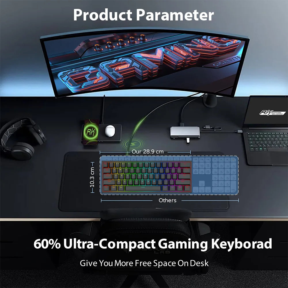 61 Keys Mechanical Keyboard Wired USB Mechanical Keyboard 17 Types RGB Keyboard for Computer Laptop Red Blue Tea Axis Keyboard